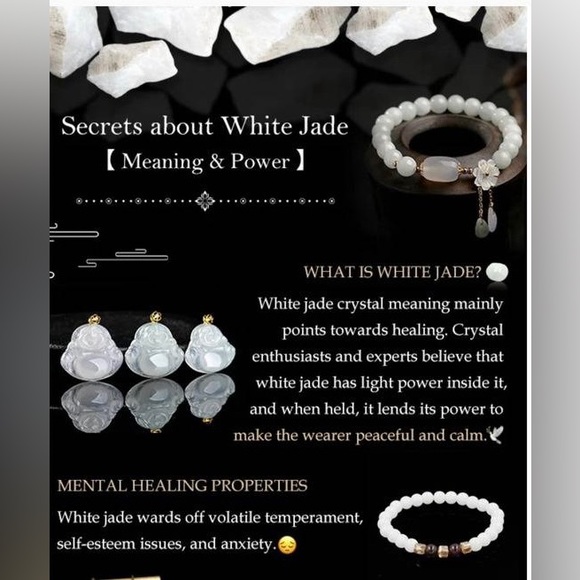 BOGO FREE White Jade Crystal Beaded Bracelet Handmade - Picture 5 of 5